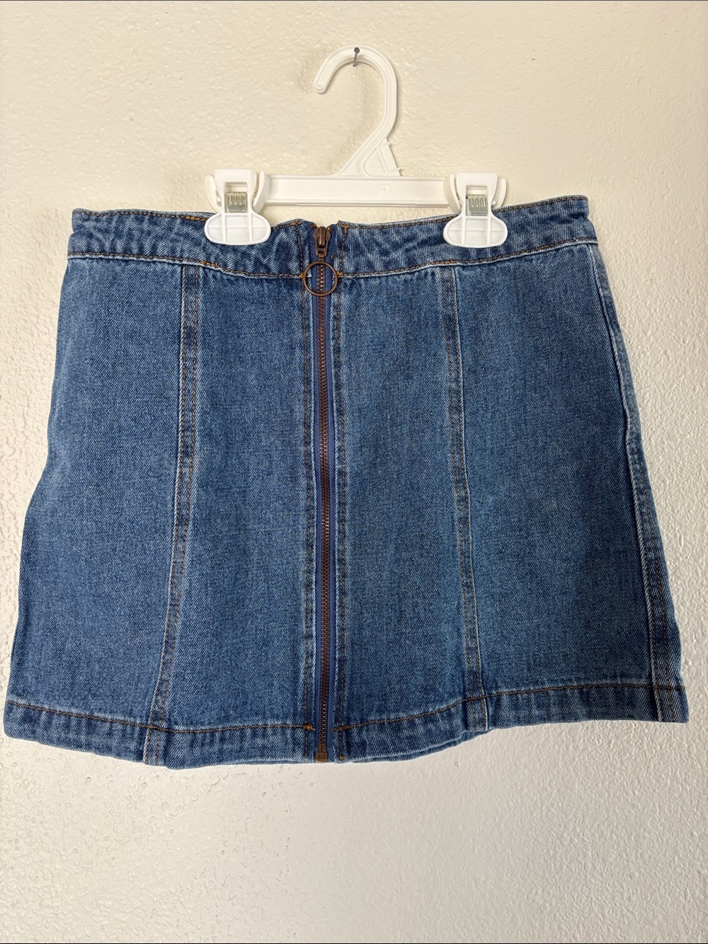 Forever 21 Blue Denim Front-Zip Mini Skirt